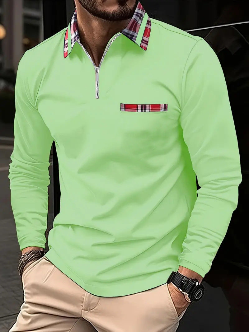Men's Long-sleeve Zipper Polo Shirt