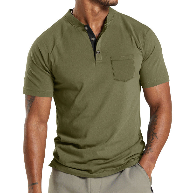Men's Short Sleeve Button Pocket