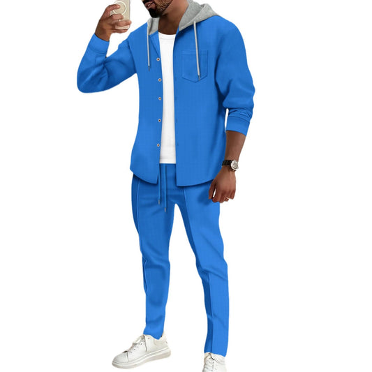 Men's Hooded Long Sleeve Cardigan Jacket Suit