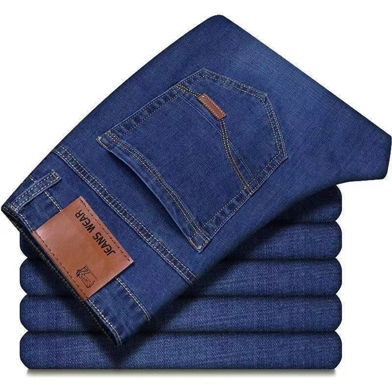 Men Straight Loose Elastic Jeans