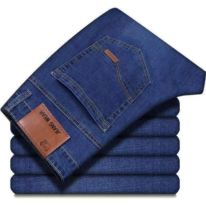 Men Straight Loose Elastic Jeans