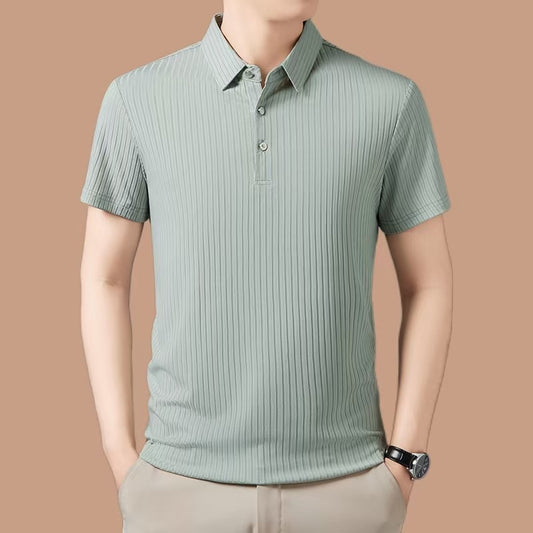 Ice Silk Cut-out Lapel Polo T-Shirt