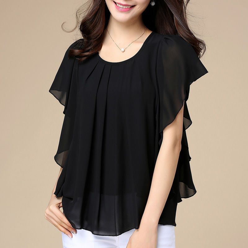 Plus Size Women's Loose Chiffon Shirt