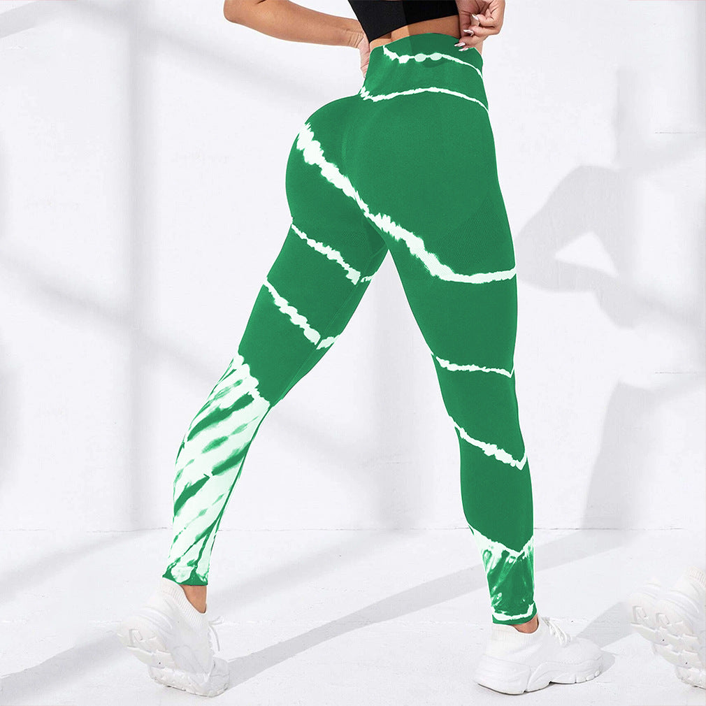 Tie-dye Stripes Seamless Fitness Pants