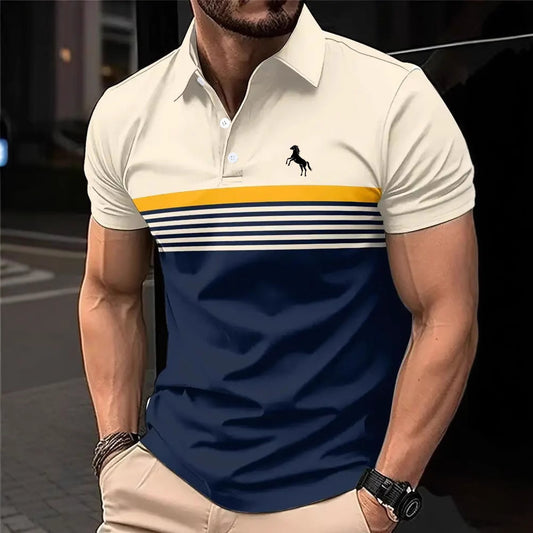 Men Striped Collar Golf T-Shirt