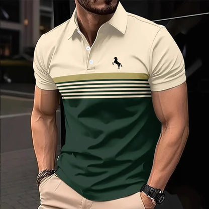 Men Striped Collar Golf T-Shirt