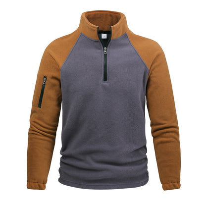 Pullover Stitching Zipper Men Sweatshirt