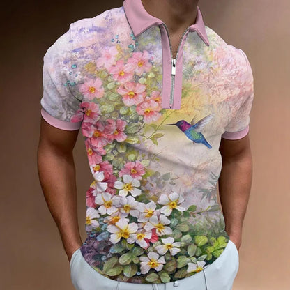 Men's Fashion Simple Zipper Short Sleeve T-Shirt