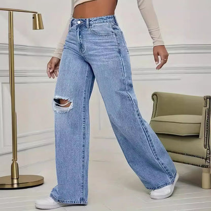 Ripped Wide-legged Jeans