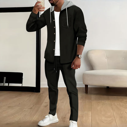 Men's Hooded Long Sleeve Cardigan Jacket Suit