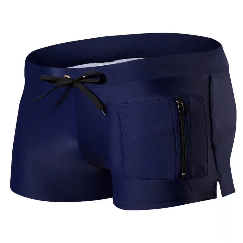 Polyester High Waist Tight Lace-up Swim Trunks