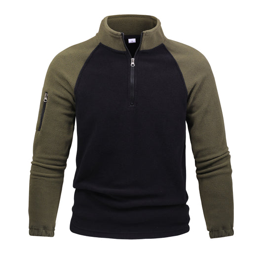 Pullover Stitching Zipper Men Sweatshirt