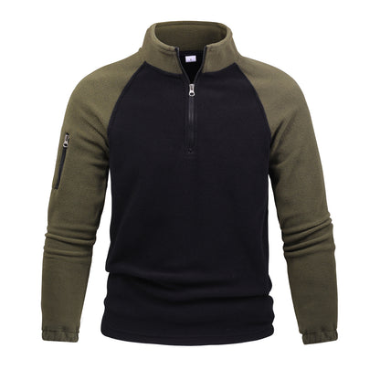 Pullover Stitching Zipper Men Sweatshirt