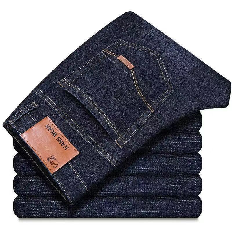 Men Straight Loose Elastic Jeans