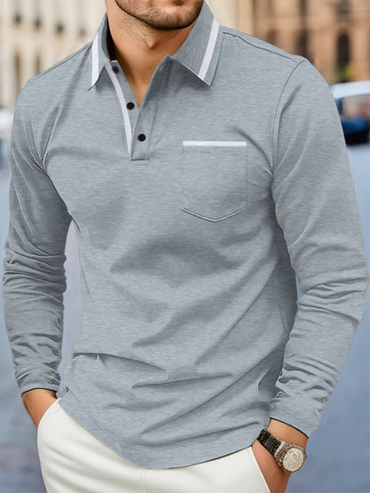 Men's Lapel Long Sleeve Plus Size Polo Shirt