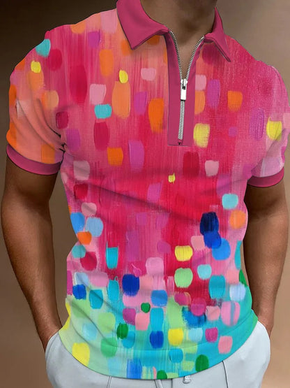 Men's Fashion Simple Zipper Short Sleeve T-Shirt