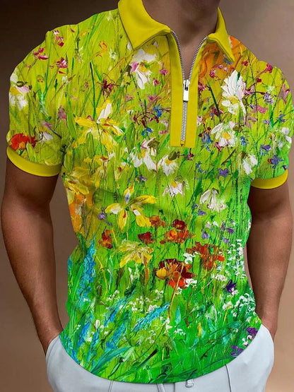 Men's Fashion Simple Zipper Short Sleeve T-Shirt