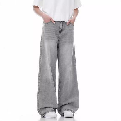 Men's Loose Wide Leg Straight Worn Jeans
