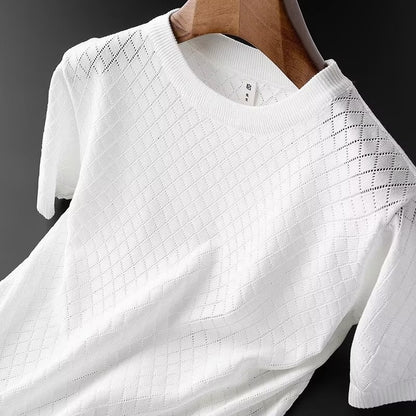 Men's Ice Silk Cut-out V-neck T-shirt