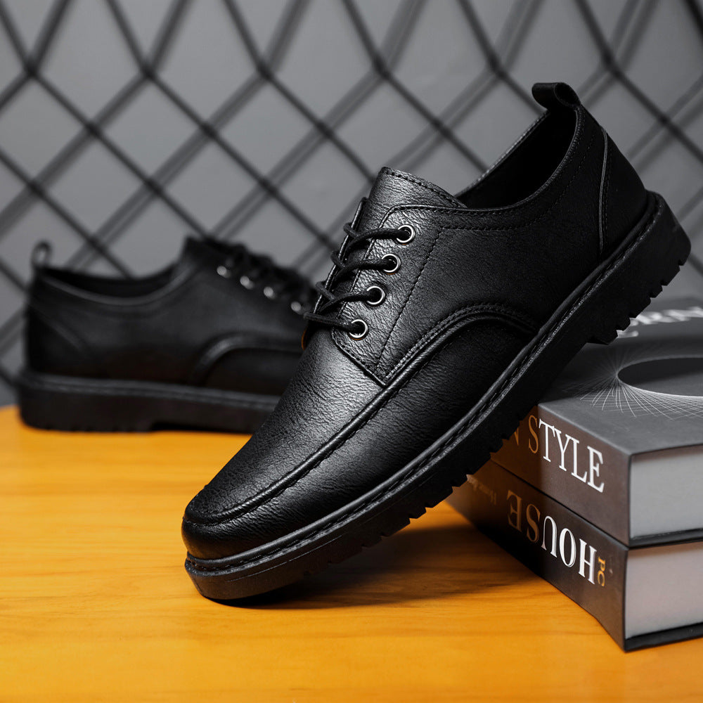 Handsome Lace Up Black Leather Shoes Men