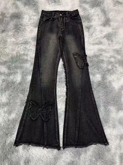 Elastic Plus Size Denim Flared Jeans