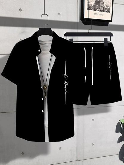 Fashion Trend Animal PatternSleeve Shirt Shorts Suit