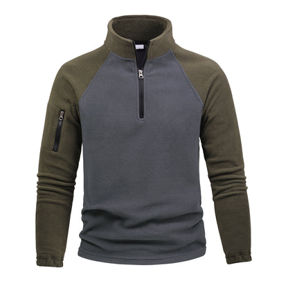 Pullover Stitching Zipper Men Sweatshirt