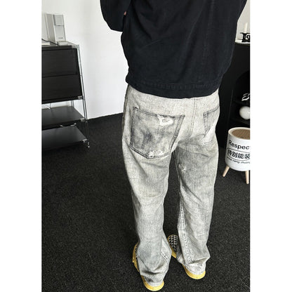 Gray White Washed Distressed Jeans