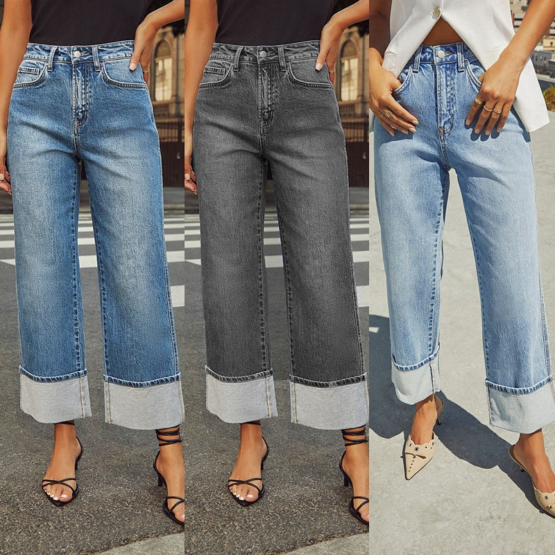Retro Curling Straight Jeans