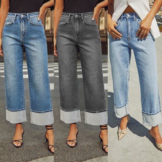 Retro Curling Straight Jeans