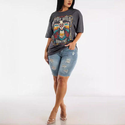 High Waist Ripped Women's Jeans Shorts