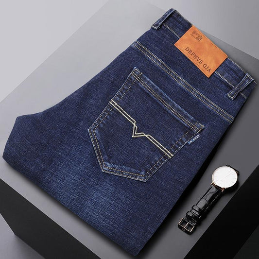 Men Straight Loose Elastic Jeans