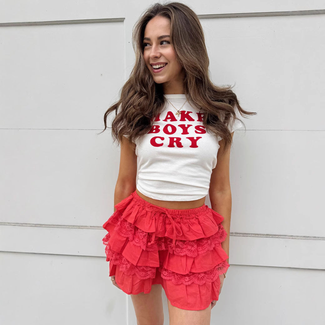 Low Waist Lace Multi-layer Tiered Dress Sexy Skirt