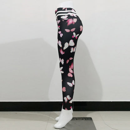 Ladie's Multi-color Tight High Waist Fitness Trousers