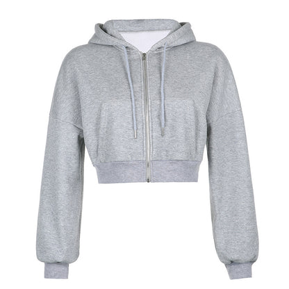 Women's Hooded Loose Short Leisure Versatile Zipper
