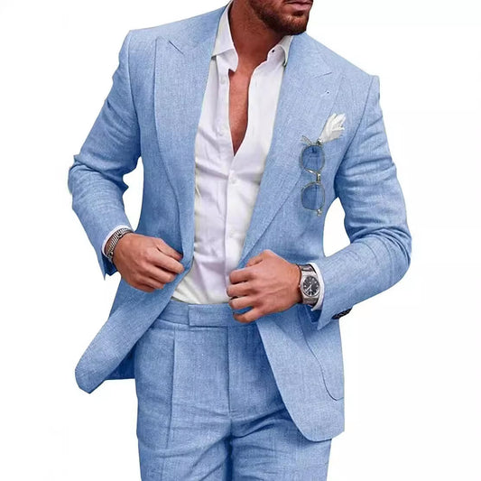 Men's Large Single Row One Button Suit Two Set