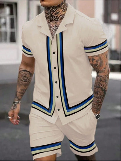Fashion Men's Shirt Two-piece Set