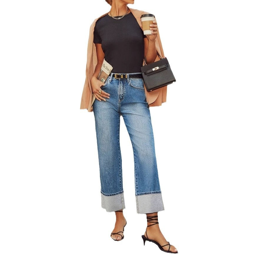 Retro Curling Straight Jeans