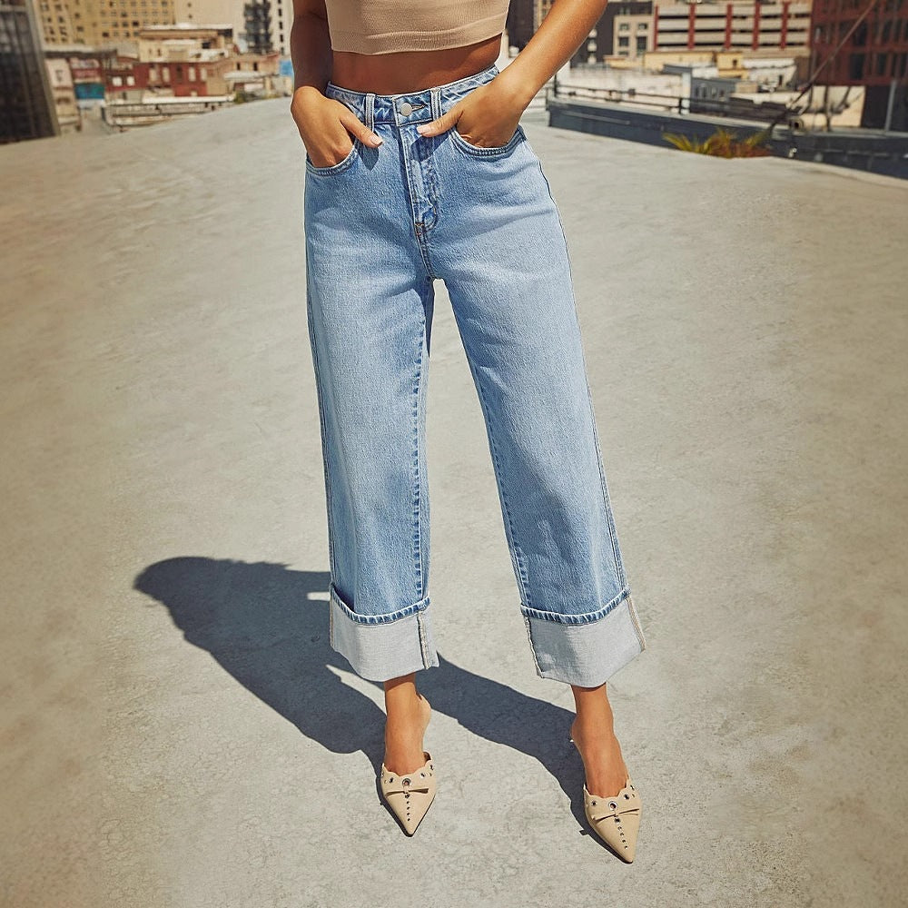 Retro Curling Straight Jeans