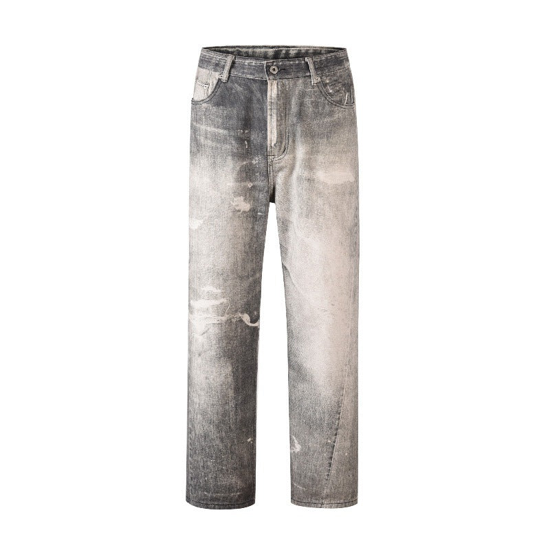 Gray White Washed Distressed Jeans