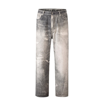 Gray White Washed Distressed Jeans