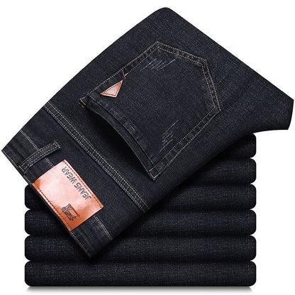 Men Straight Loose Elastic Jeans