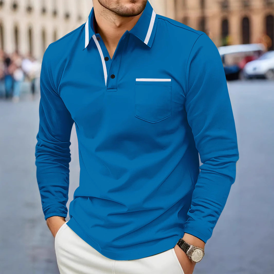 Men's Lapel Long Sleeve Plus Size Polo Shirt