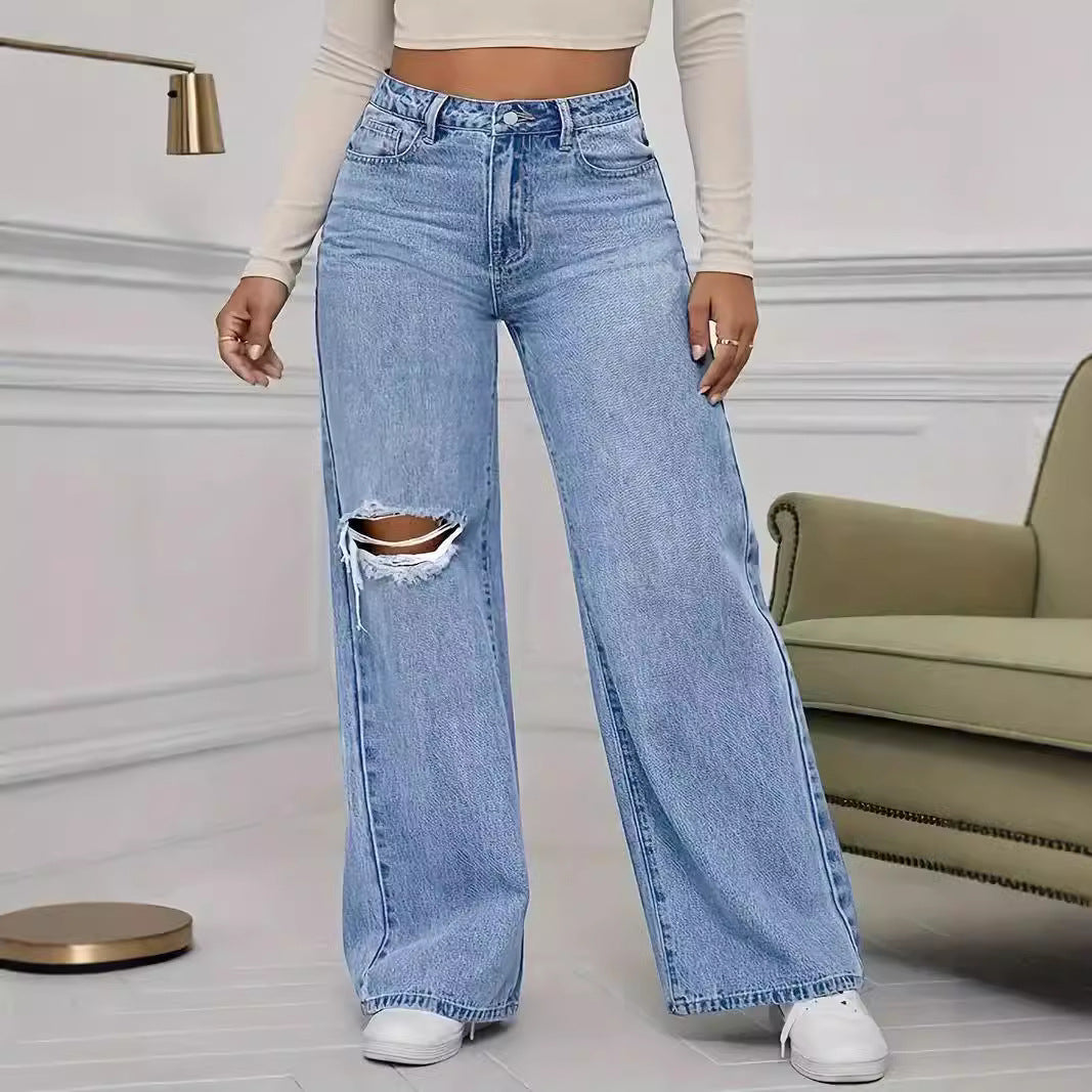 Ripped Wide-legged Jeans