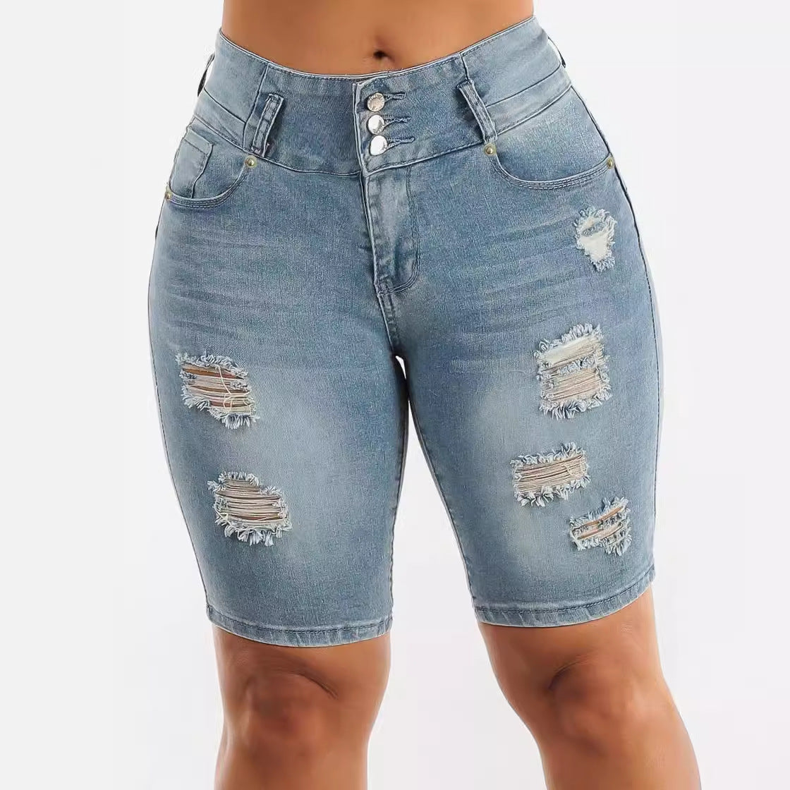 High Waist Ripped Women's Jeans Shorts
