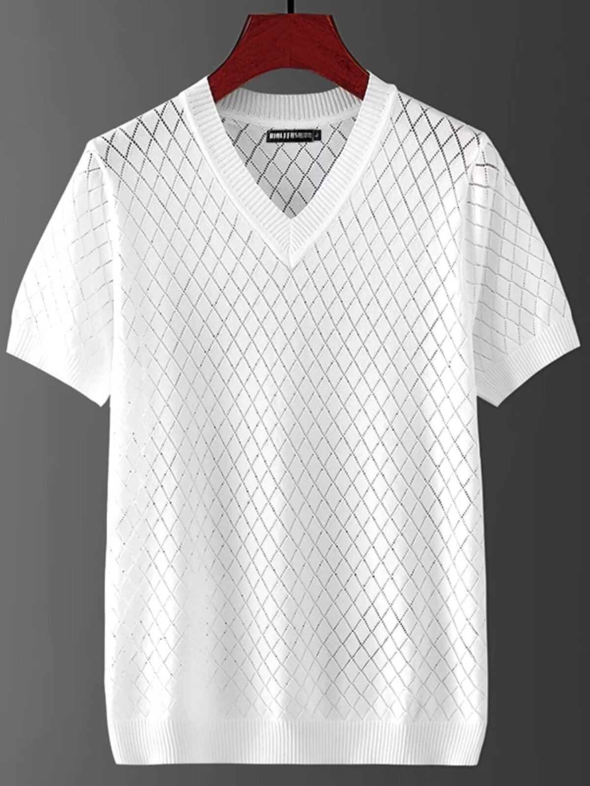 Men's Ice Silk Cut-out V-neck T-shirt