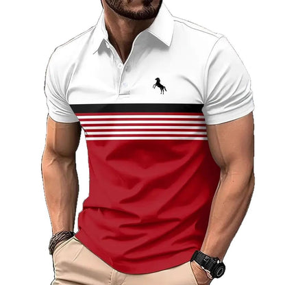 Men Striped Collar Golf T-Shirt