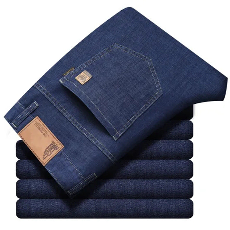 Ultra-thin Tencel Men's Loose Straight Light Blue Jeans