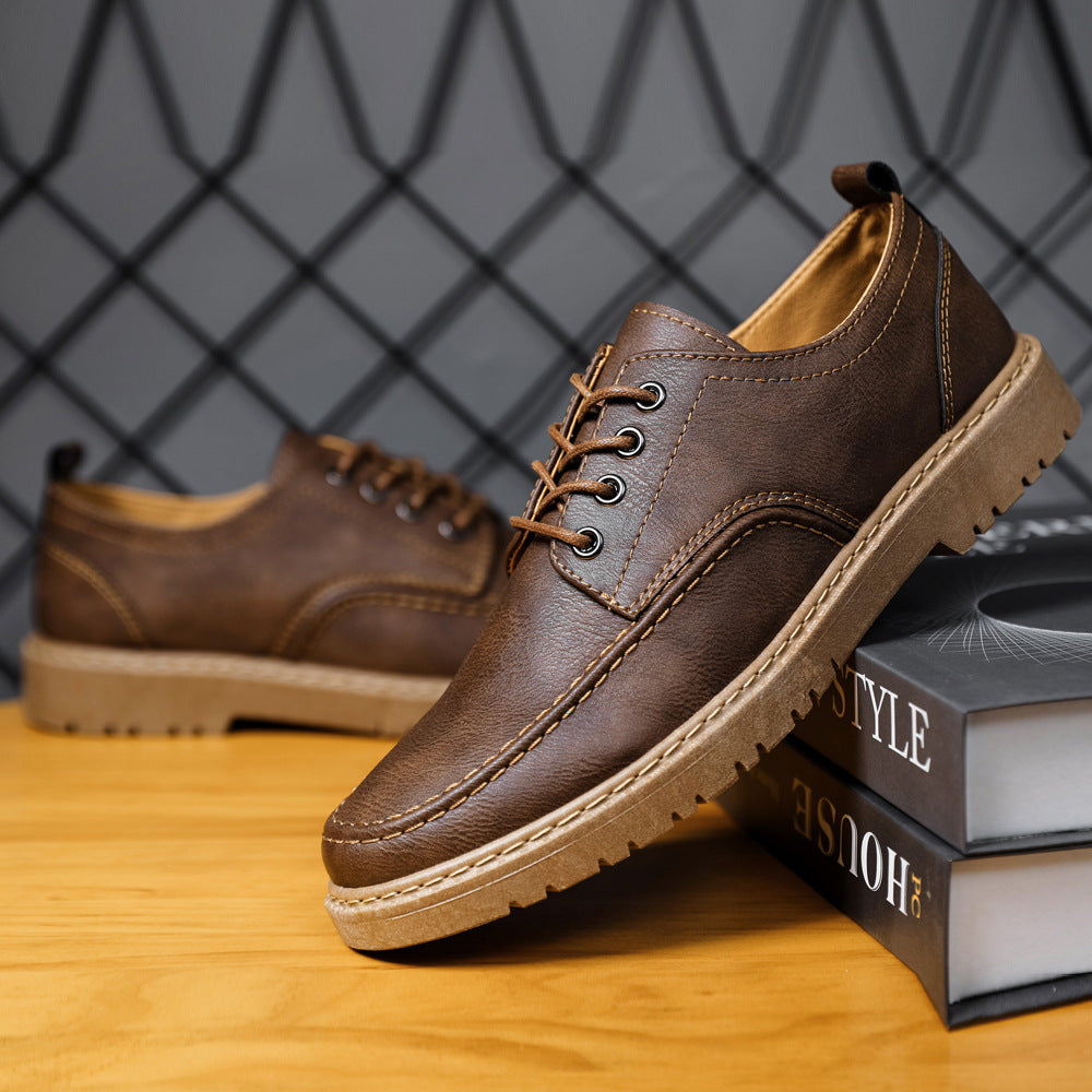Handsome Lace Up Black Leather Shoes Men