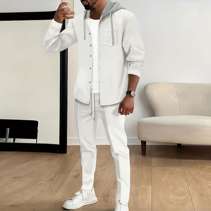 Men's Hooded Long Sleeve Cardigan Jacket Suit
